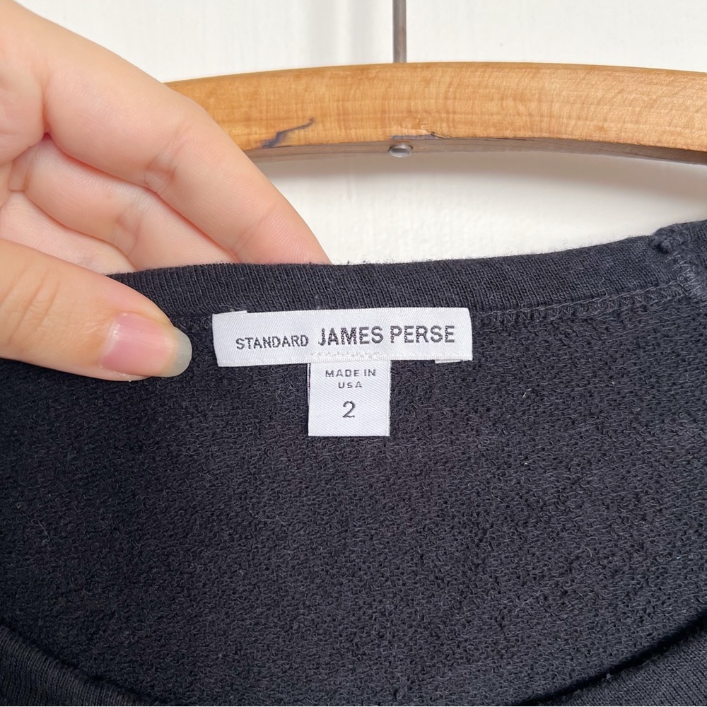 James Perse • Vintage French Terry Sweatshirt black raglan pullover cotton knit - Picture 4 of 10